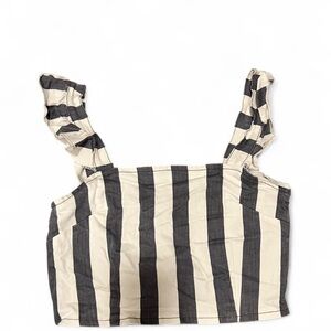 Striped ruffled cropped tank top